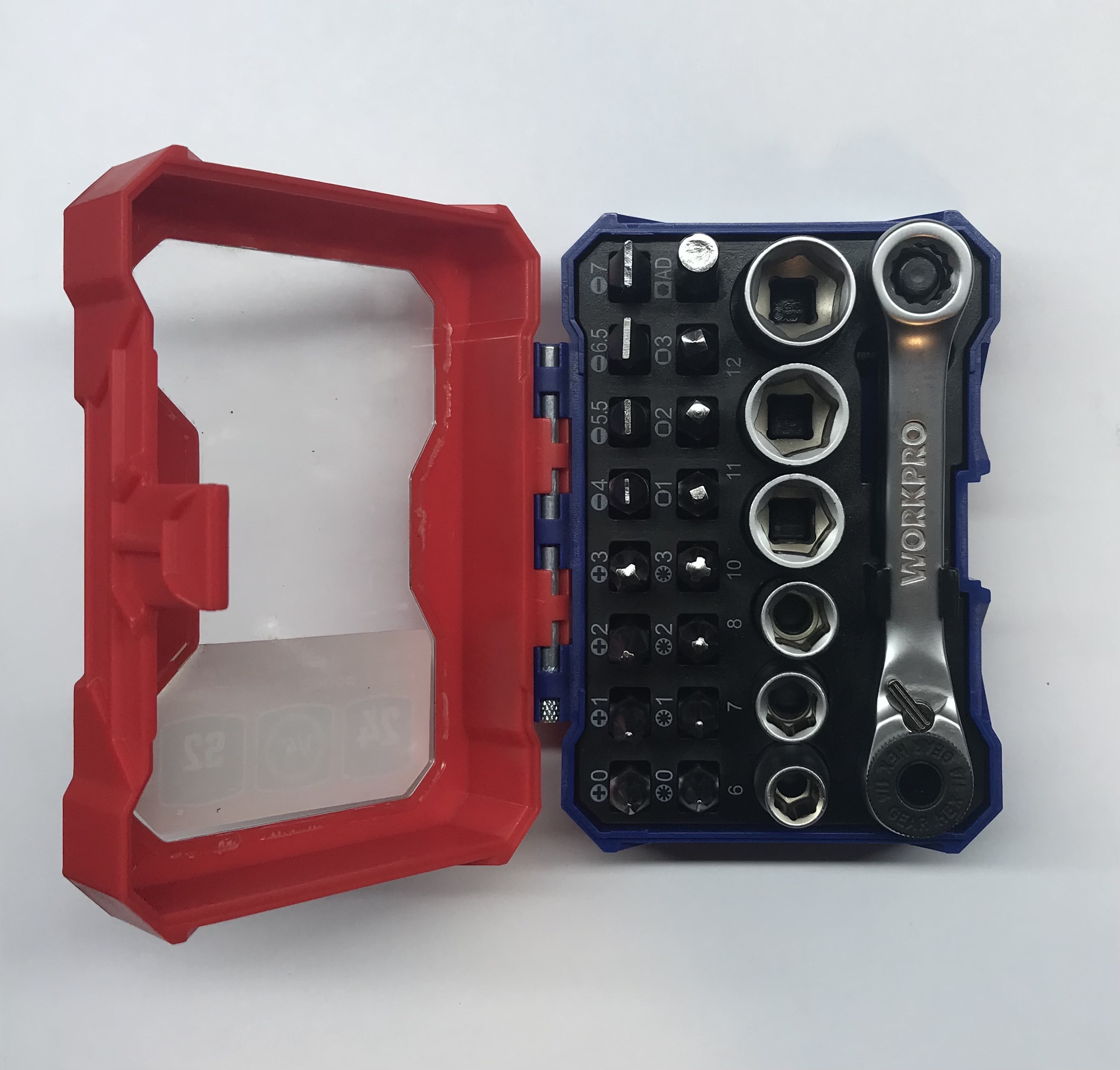ست آچار بکس و بیت ۲۴ عددی درایو یک چهارم WORKPRO کد WP200535 - ابزار مینایی
