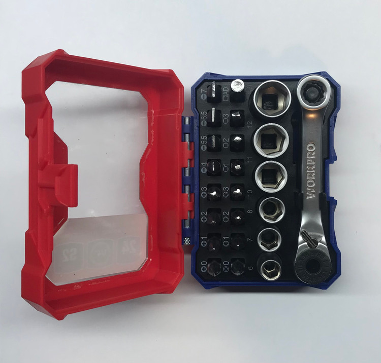 ست آچار بکس و بیت ۲۴ عددی درایو یک چهارم WORKPRO کد WP200535 - ابزار مینایی