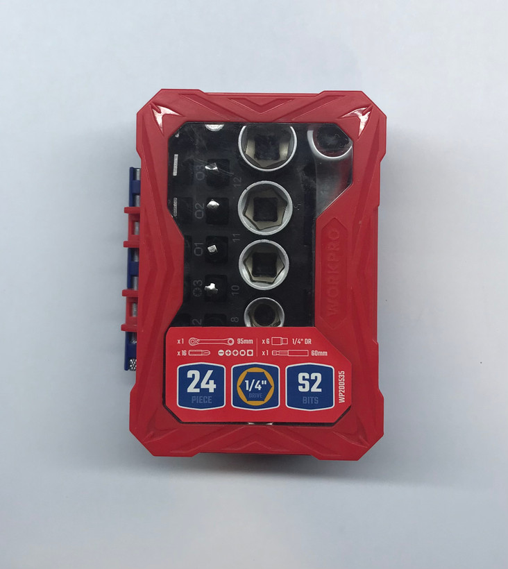 ست آچار بکس و بیت ۲۴ عددی درایو یک چهارم WORKPRO کد WP200535 - ابزار مینایی